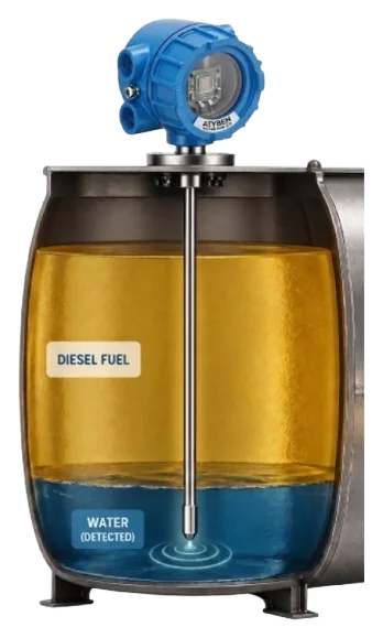 ATYSEN Fuel Tank Water Detector AT-SPC-DR installed in a diesel fuel tank