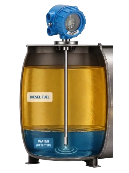 ATYSEN Fuel Tank Water Detector AT-SPC-DR installed in a diesel fuel tank